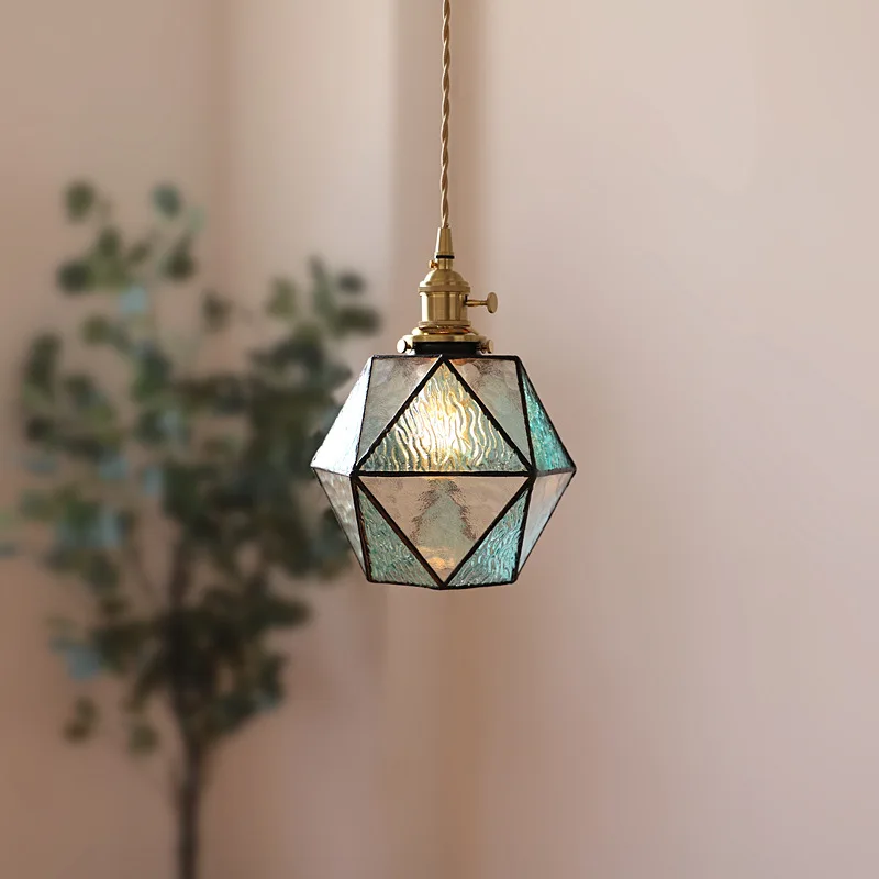 

Vintage glass chandelier brass Japanese bar restaurant bar light bedroom bedside bed and breakfast warm nostalgic decorative