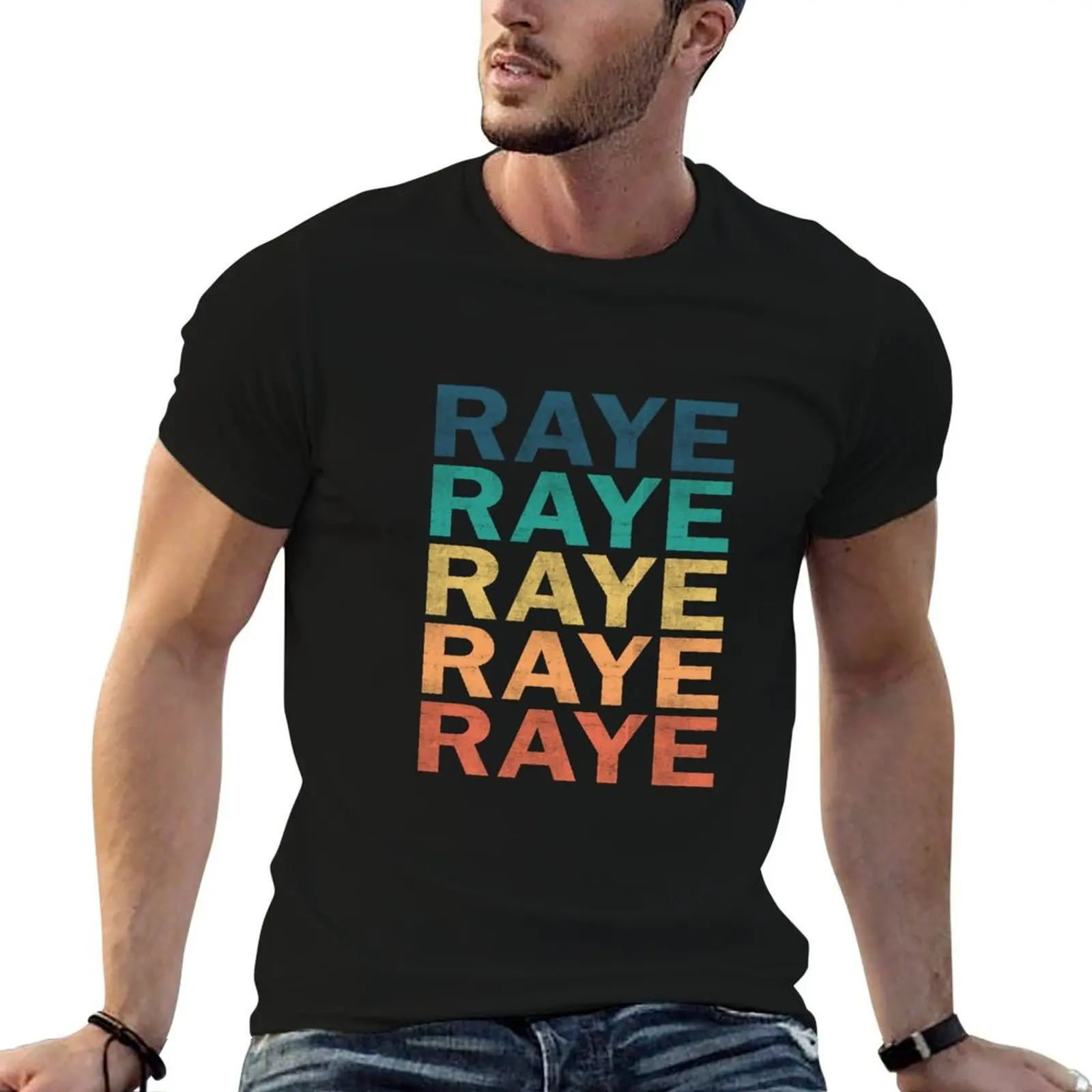Raye Name T Shirt - Raye Vintage Retro Raye Name Gift Item Tee T-Shirt Basic Plain Short Sleeve Crew Neck Tee