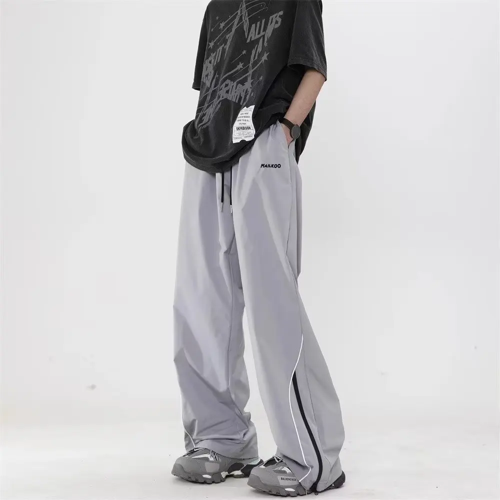 

HOUZHOU Parachute Sports Pants Joggers Men Korean Oversize Wide Leg Trousers Male Sportswear Casual Loose Streetwear Hip Hop