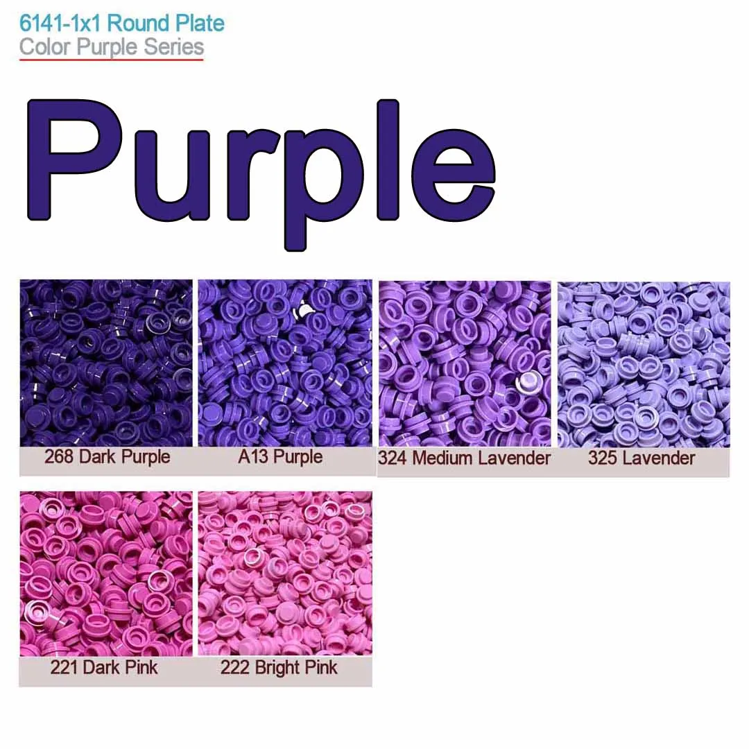 

Purple Colors 6141 Rould Plate 1x1 Pixel Art QR Code Building Block Painting MOC Toy Brick Parts 600pcs/LOT