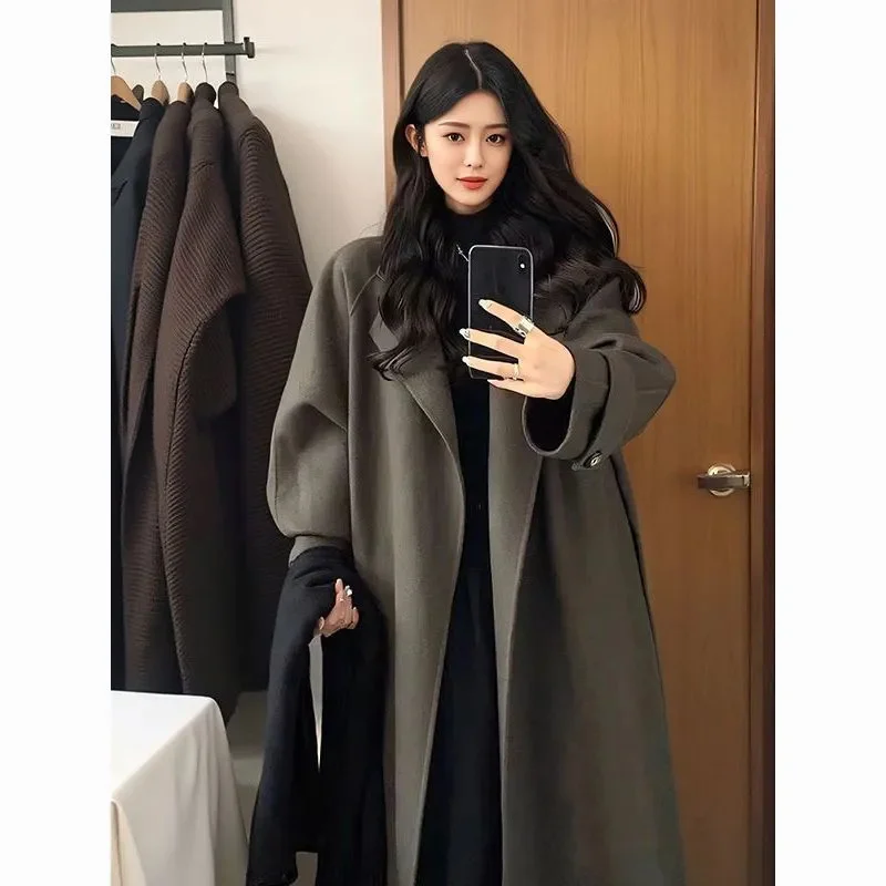 

Woolen Coat for Women Mid length 2025 Autumn Winter New Style High-end Korean Style Hepburn Style Temperament Thick Woolen Coat