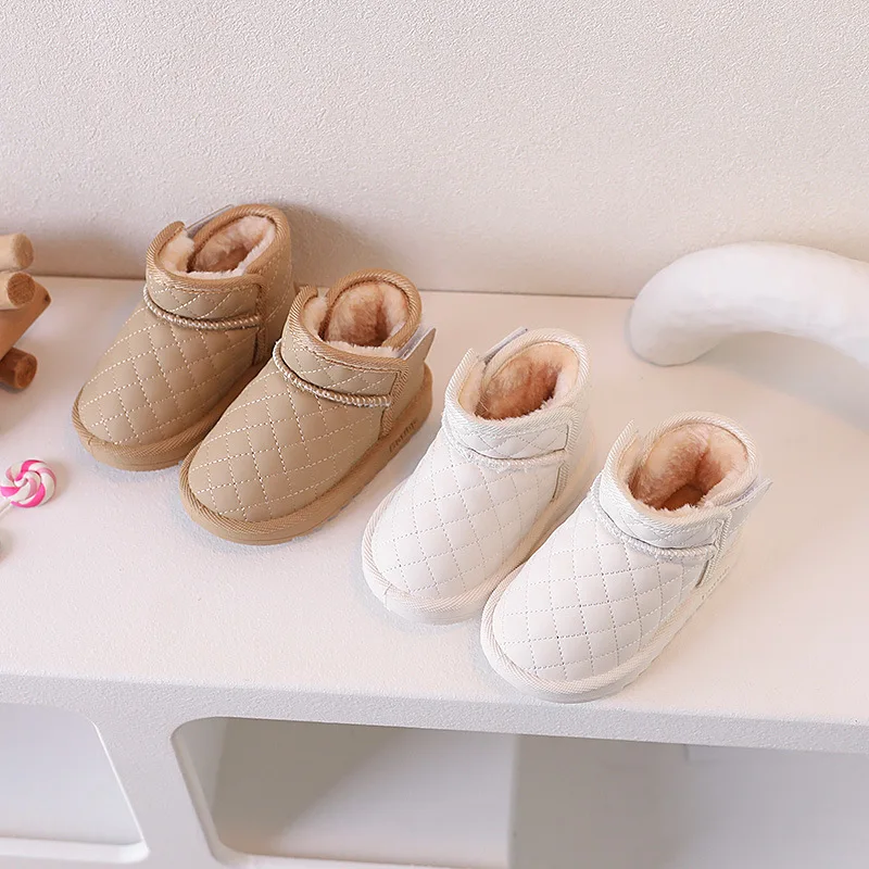 Stivali da neve per neonate autunno inverno bambini scarpe calde in cotone per esterni stivali Casual per bambini in peluche antiscivolo antivento impermeabili