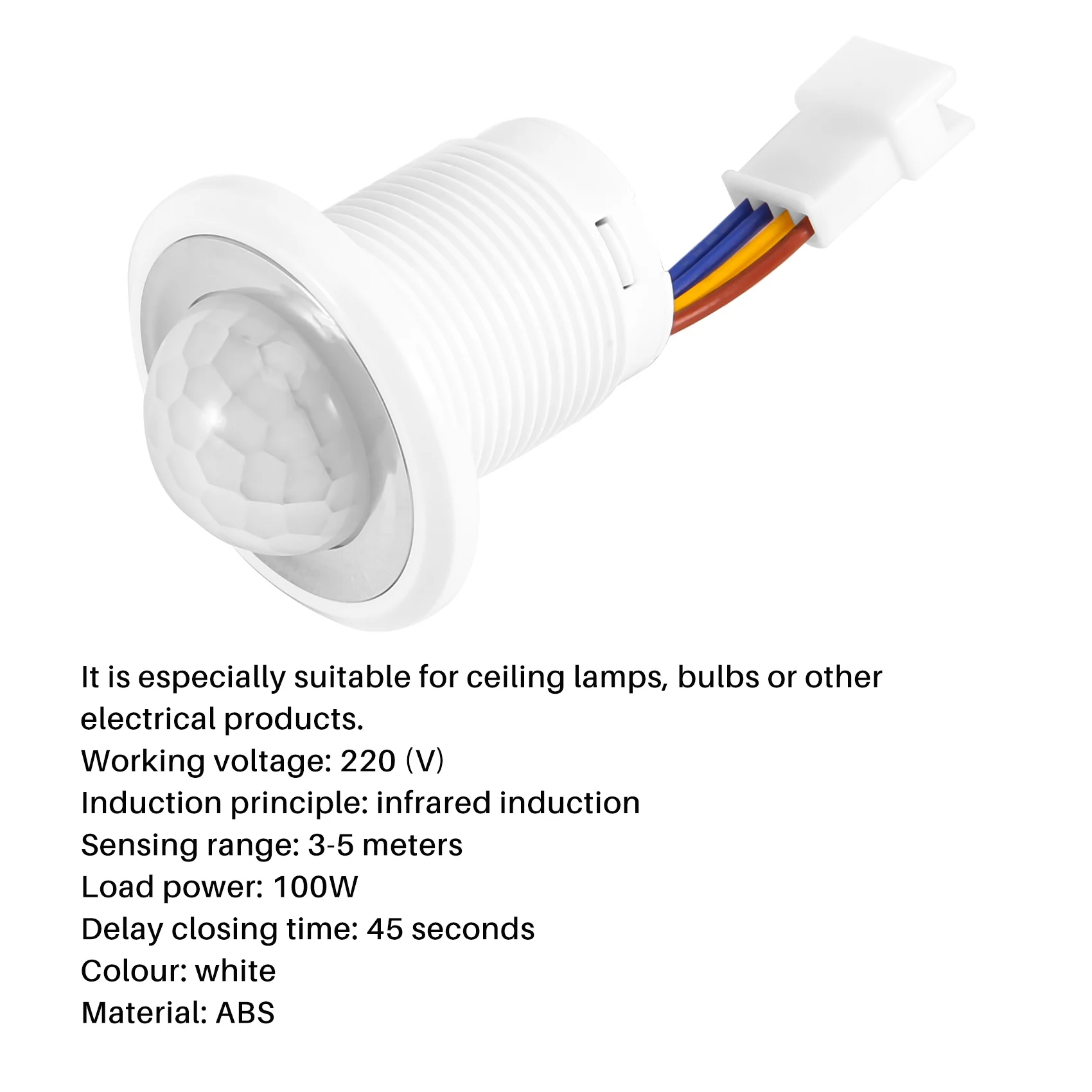 Deteksi Sensor Gerak Inframerah PIR Mini 220V Penyihir Lampu LED Otomatis Inframerah Waktu Dapat Disesuaikan