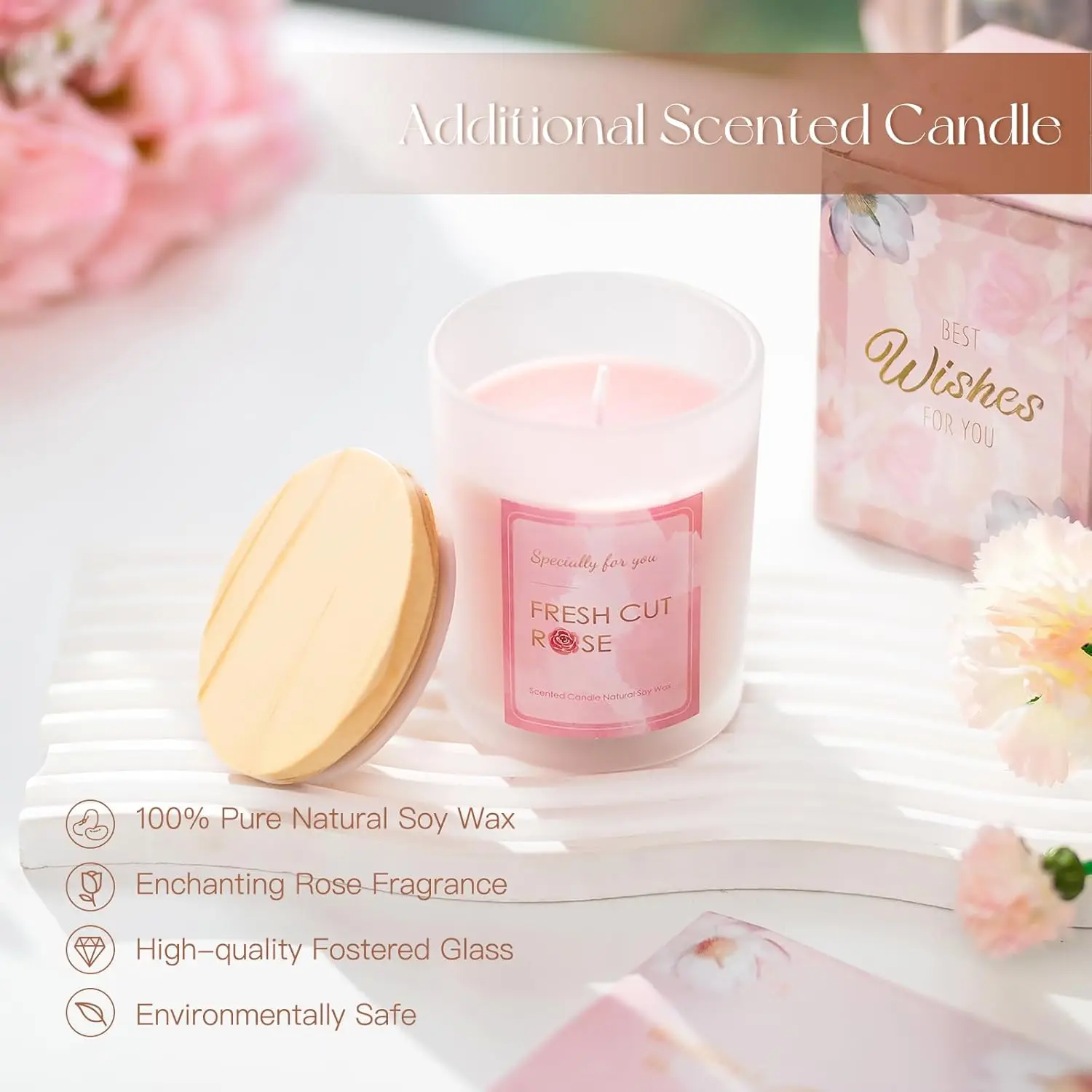 Pink Floral Candle Warmer Lamp with Timer & Dimmable Light, Scented Wax Melter for Relaxation & Home Decor