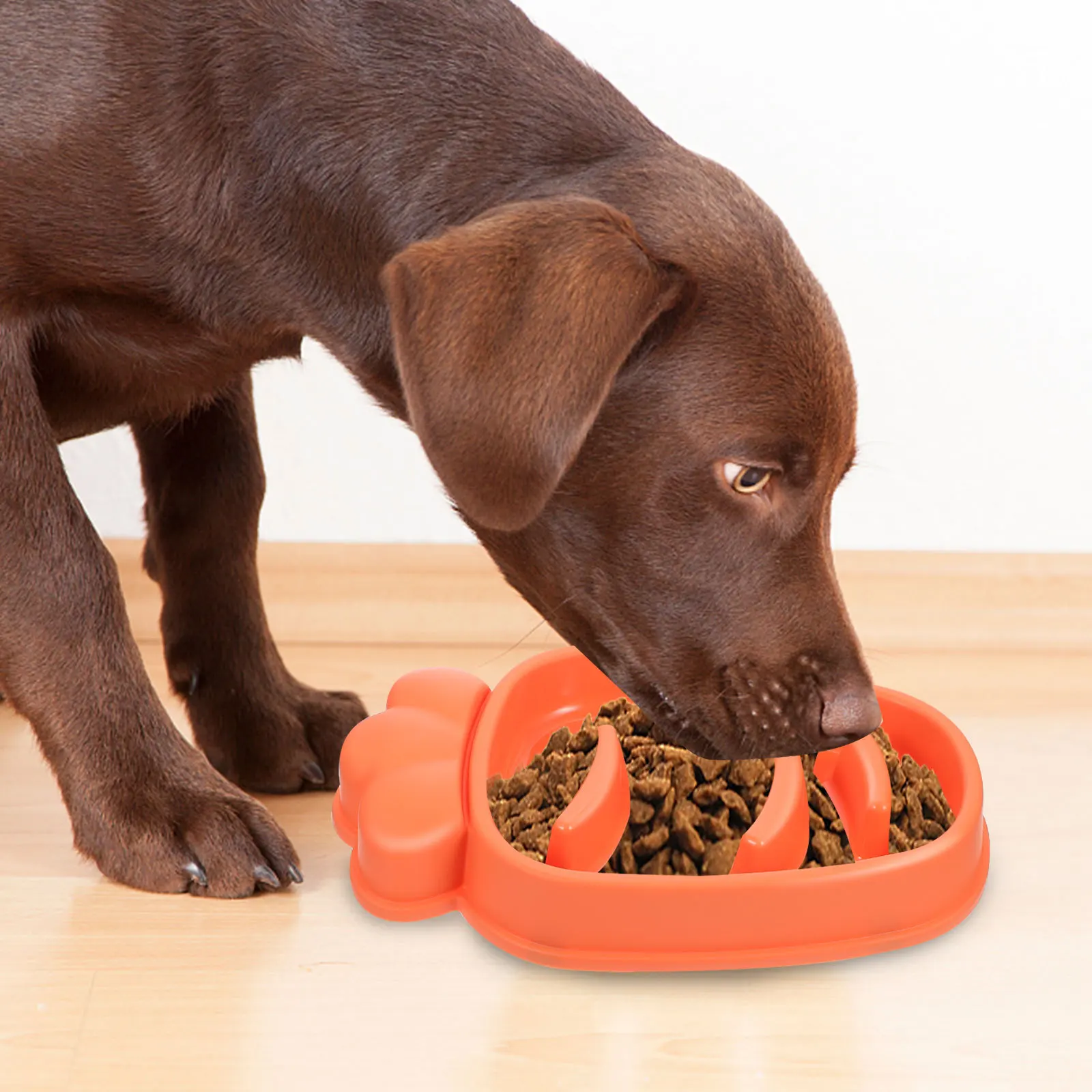 

Carrot Shaped Pet Bowl Slow Feeder for Cats Dogs ange Color Large Capacity Anti Choking Design Interactive Feeding Pp Material