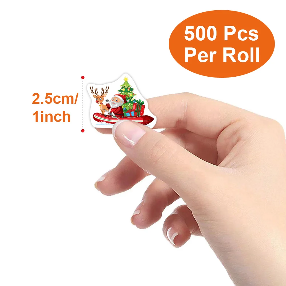 100-500pcs Heterotypic Christmas Themed Santa Claus Transportation Stickers 8 Designs 2.5 cm/1 inch DlY Graffiti Holiday Labels