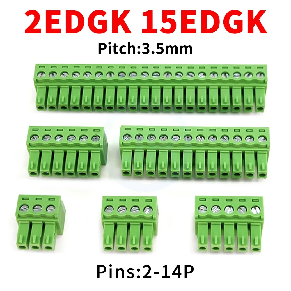 (10 Pcs) 15EDG 3.5mm KF2EDG PCB Screw Terminal Block Connector PLUG PIN HEADER SOCKET 2P ~ 24P 3.5 2EDGK 15EDGK