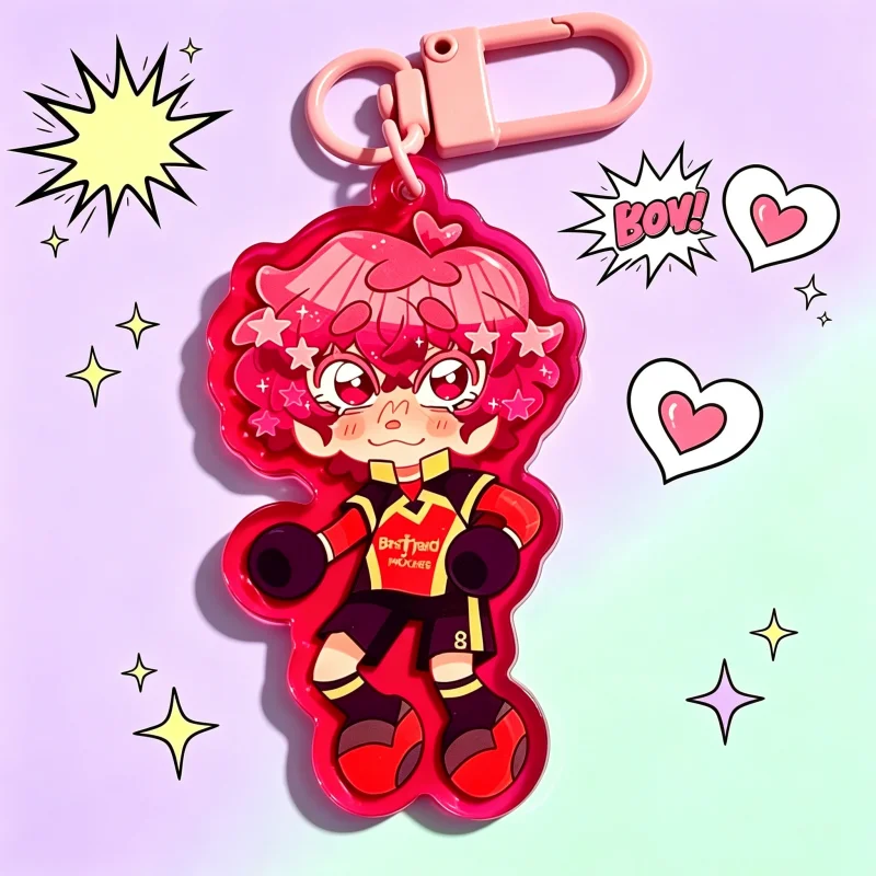 Blue Color Lock Alexis Ness&Michael Kaiser Acrylic Keychains,Anime Pair Keyring,Cute Q Version Cartoon Pendant Gift for Fans