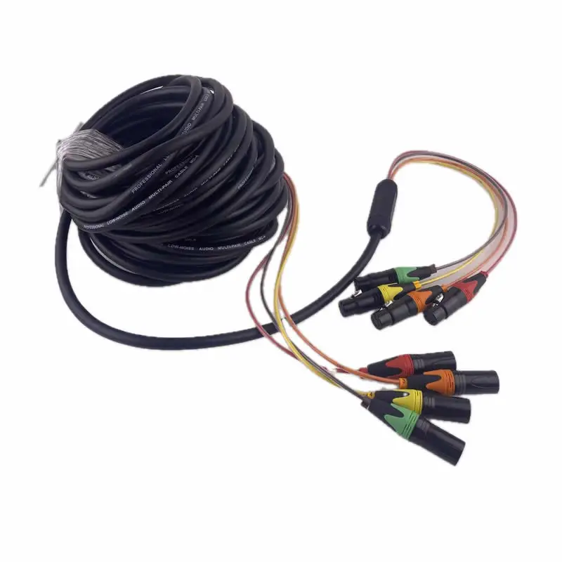 

10-метровый 5-контактный аудиокабель для сценических мероприятий, 1-4-позиционный мульти-коррообразный кабель освещения, низкий кабель DMX-можно длину по индивидуальному заказу