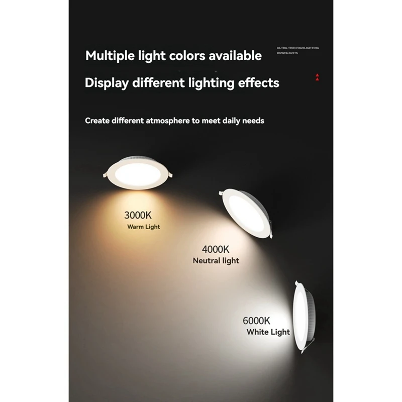 6 STKS LED Downlight 8 Inch 20 Watt Ultradunne LED Inbouwdownlight Plafond Downlight Wit Licht