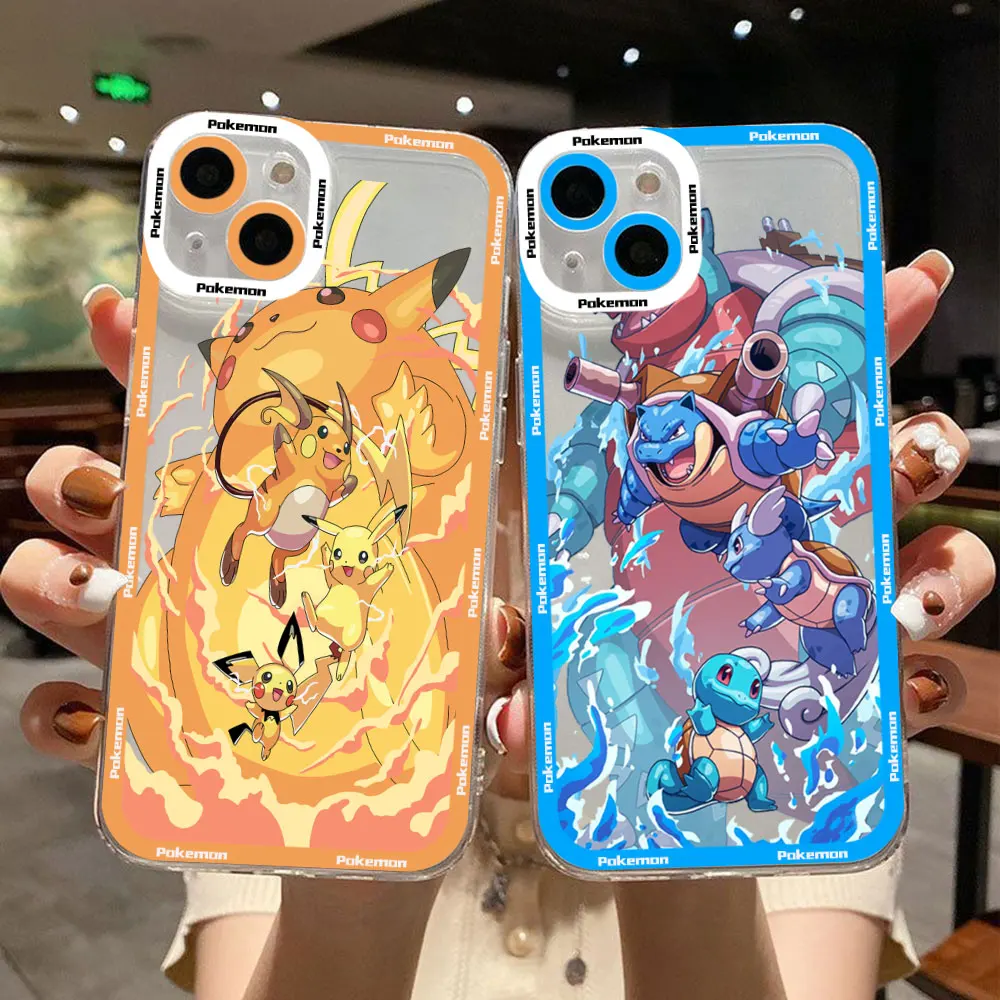 Neue anime pokémons pikachu heiße coole telefon hülle für iphone 16 15 14 13 12 11 mini pro max x xr xsmax 7 8 plus se20 transparent