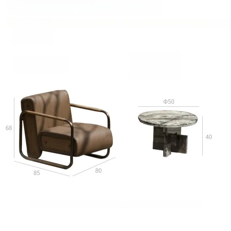 Sofa Italian Light Luxury Stainless Steel Sales Office Single Sofa Chair Hotel Clubhouse Designer Outdoor Sofa