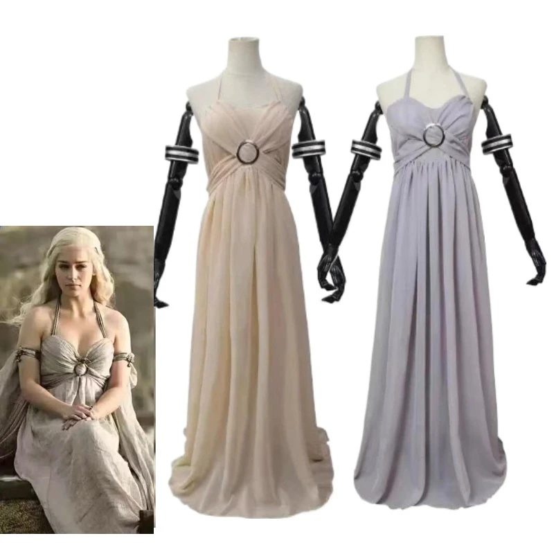 Disfraz de Daenerys Targaryen para mujer, vestido sexy medieval, vestido largo de reina madre de dragones, trajes de carnaval de Halloween