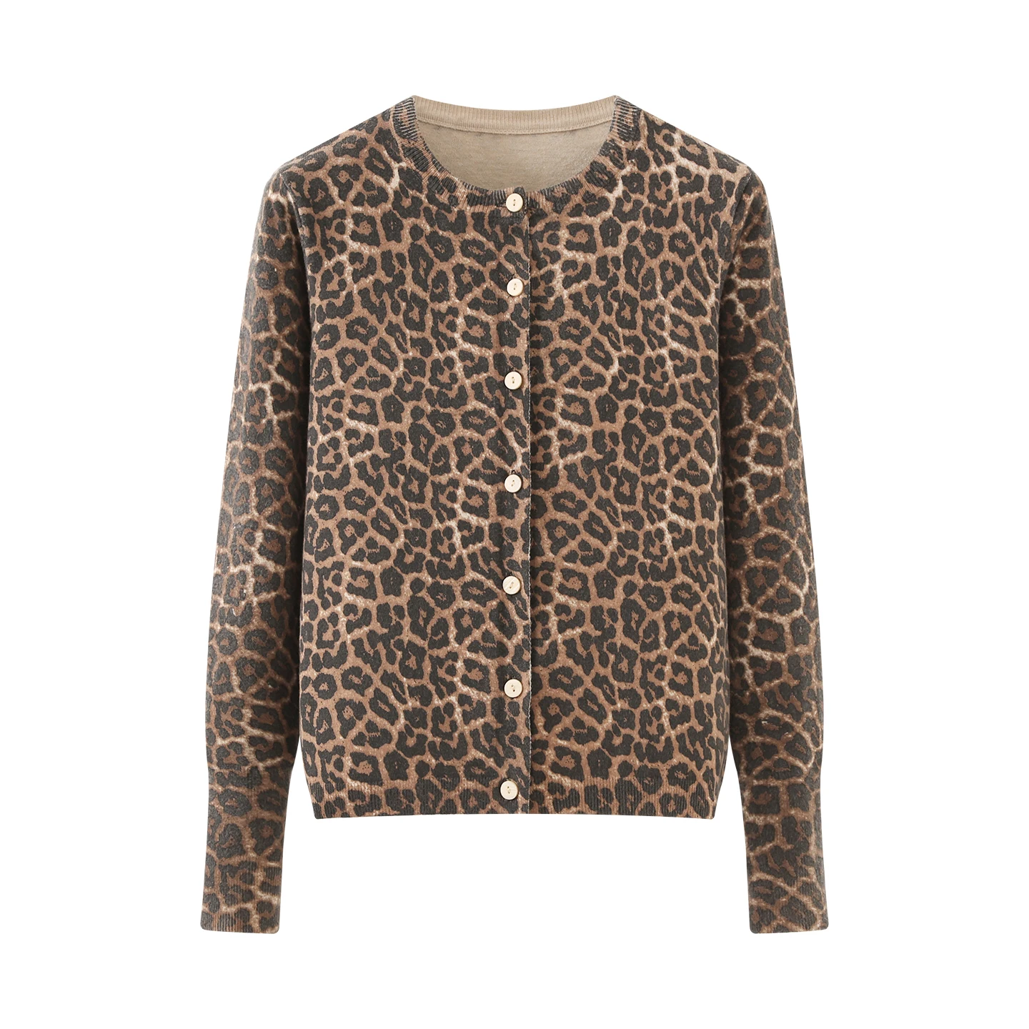 

Women Fashion Leopard Print Knitt Cardigan O-Neck Single Breasted Long Sleeved Sweater Coat Lady Casual High Street Knitt Jacket