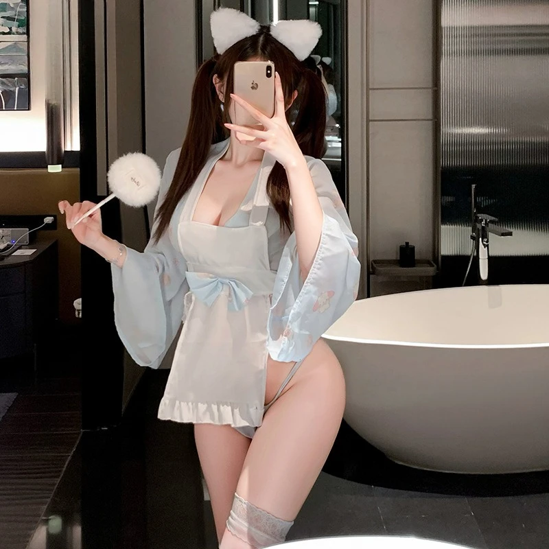 

Сексуальное нижнее белье, японское кимоно, ролевые костюмы горничной, кружевная ажурная одежда для сна, чистое желание, принт, порно-перспектива, пижамы