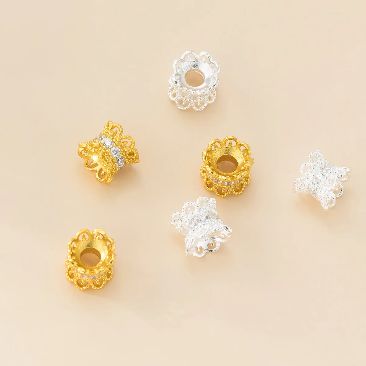 

1 шт., стерлингового серебра 925 пробы, двухсторонние колпачки для цветочных бусин, 7,5x6 мм, блестящие браслеты с кристаллами циркона, серебряные прокладки, ювелирные изделия своими руками