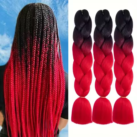 Jumbo Braiding Hair Extensions 24 Inch High Temperature Synthetic Fiber 1/3 Pcs Braiding Hair Twist Crochet Braids Pre Stretched