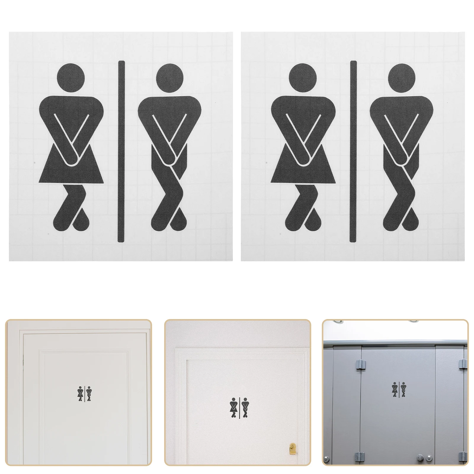 

2 PCS Vintage Toilet Door Sticker Men and Women Stickers Pvc Bathroom Sign Decor Funny