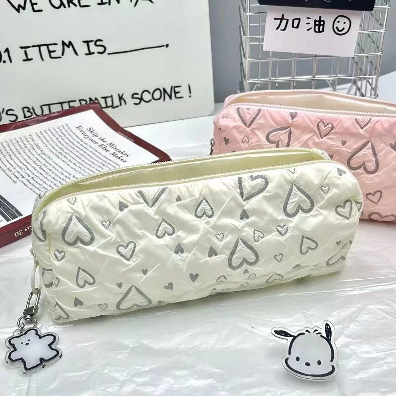 1pc Original Love Pencil Bag Cosmetic Bag Simple Girly Heart Student Stationery Bag Study Stationery Bag