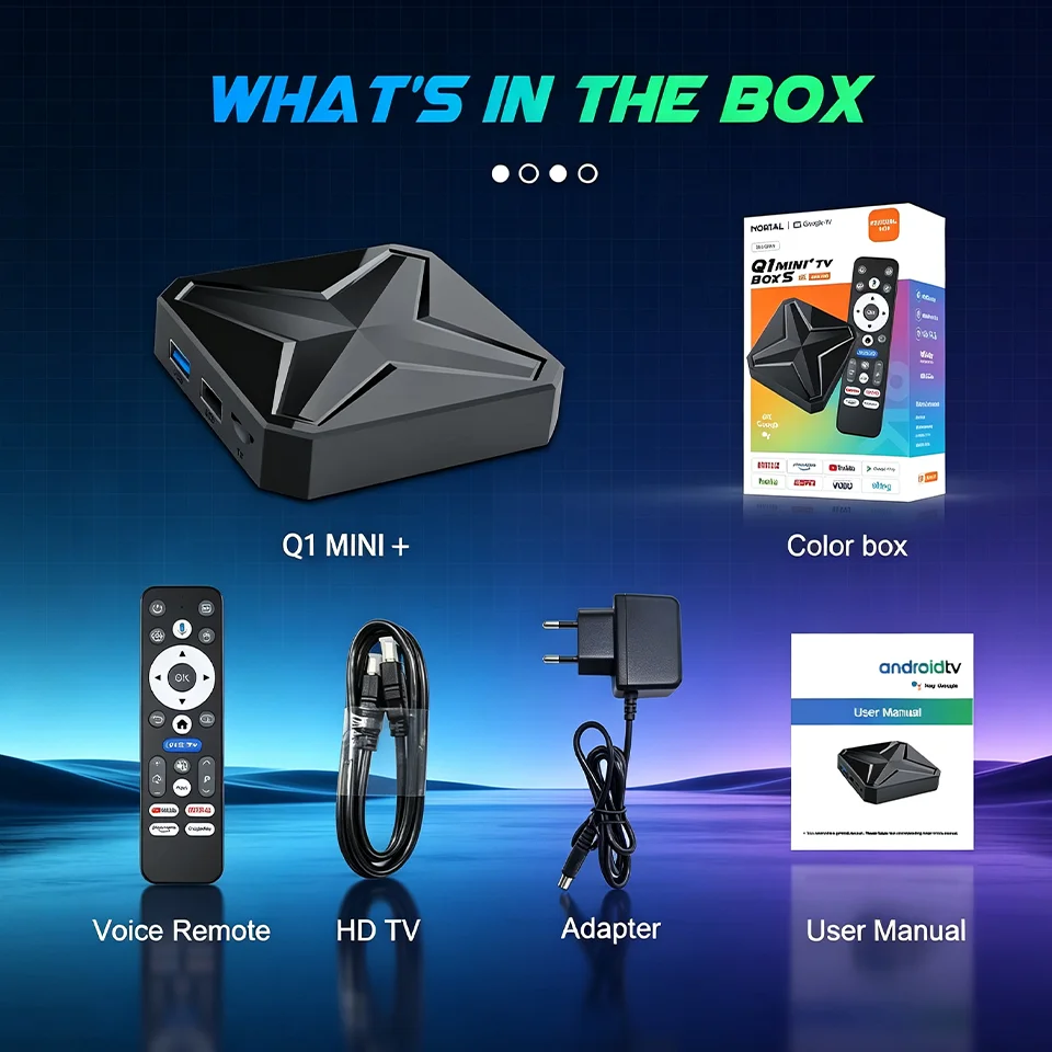 Voice Remote Control 2GB 16GB Q1 MINI+ RK3518 Android 14.0 8K WiFi6 BT54 Streaming Media Player Smart TV Box Home Set Top Box
