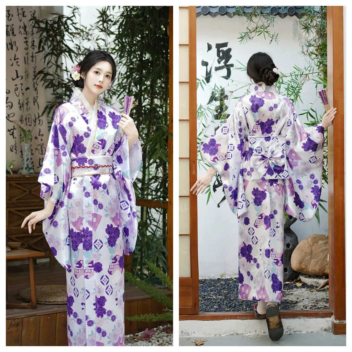 

Традиционный японский формальный длинный костюм-кимоно, аниме, косплей, сценический комплект для фотосъемки, женская одежда для современного танца