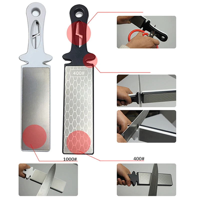 Diamond Bars 400/1000 Best 5 in1 Knife Sharpener Multi-Tool Kitchen Knive Tungsten Steel Ceramic Grinding Double-Sided Whetstone