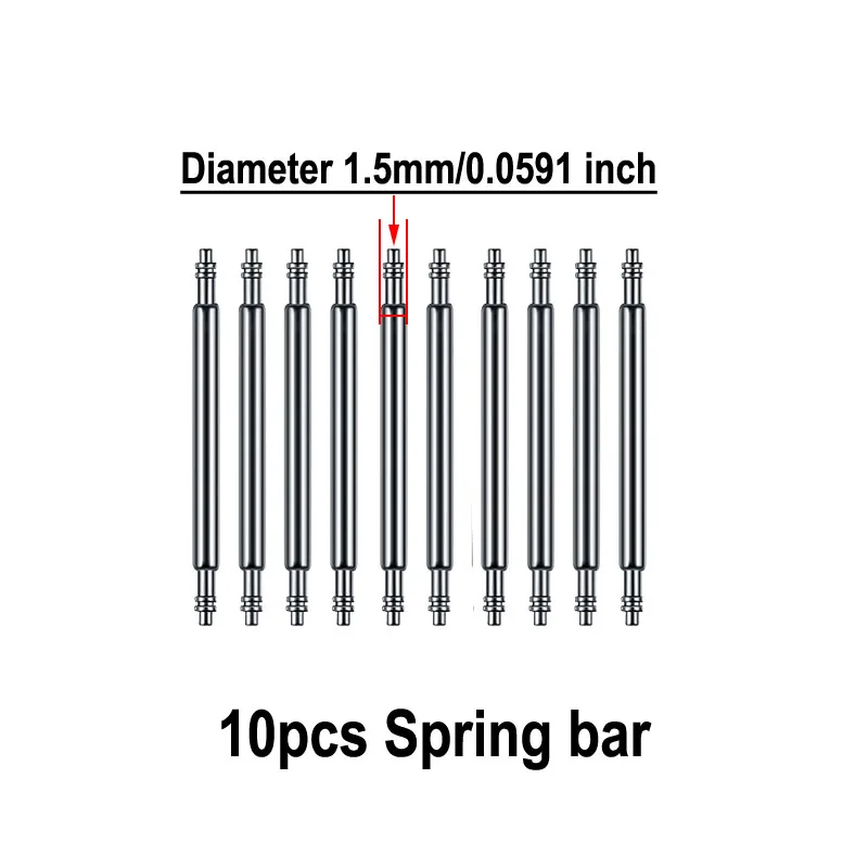 10pcs Dia 1.5mm/1.8mm Strainless Steel Leather watch strap Repair Spring Bars 8mm-18 20 22 24 26mm Belt Watch Repair Tools Pin