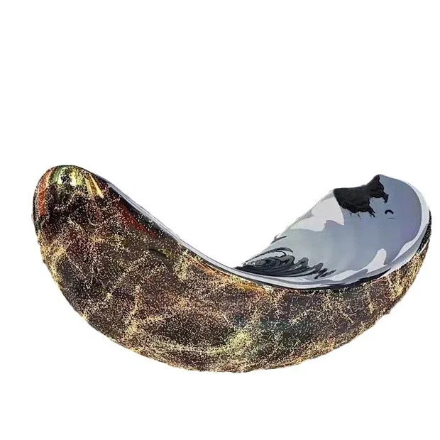 

Large metal hollow sculpture, square waterscape white steel mirror, luminous stainless steel