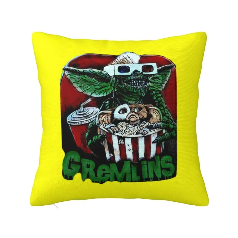 Custom Luxury Gremlinse Humorous Cushion Cover for Sofa Soft Gizmo 80s Movie Mogwai Monster Horror Retro Sci Fi Throw Pillow