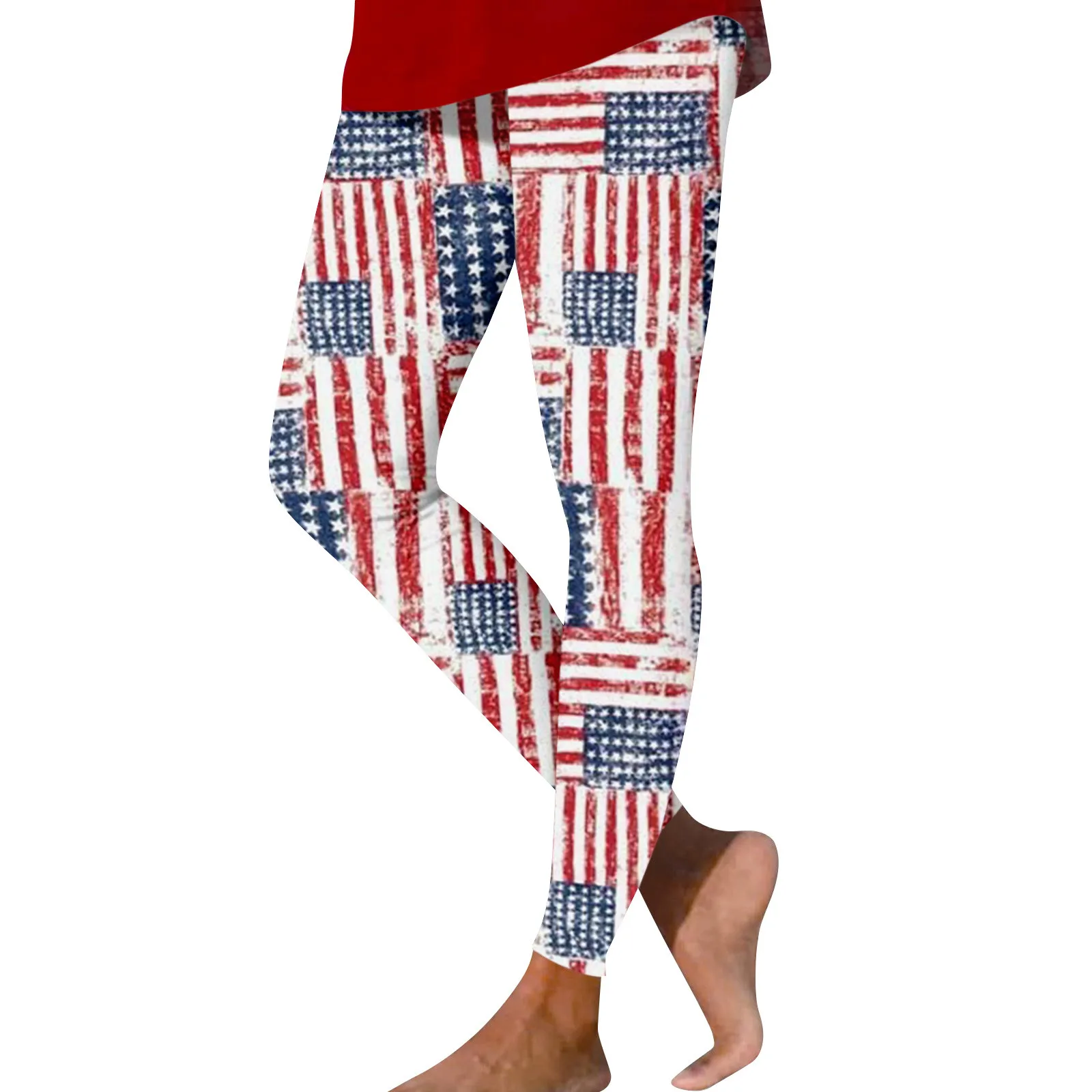 Leggings elásticos para mujer, pantalones de Yoga de cintura alta con estampado clásico del Día de la independencia, mallas de entrenamiento ajustadas informales para uso diario