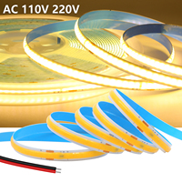 5m 10m 15m 20m COB LED Strip 110V 220V 240LEDs/m No Need Driver Not Waterproof 8mm PCB Width Flexible Tape Warm Natural White