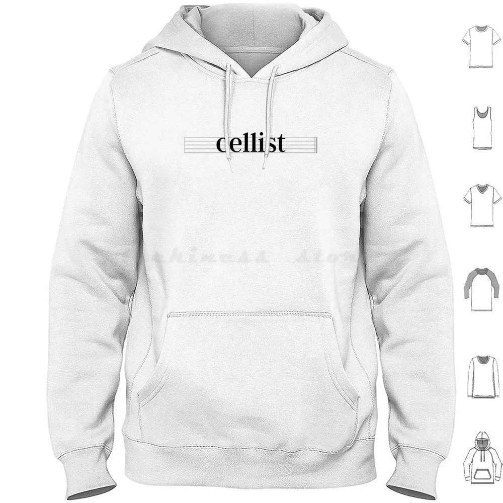 Cellist Staff Hoodies Long Sleeve Cello Cellist Musician Staff Stave Opera Classical Music Pop Jazz Musical Instrument