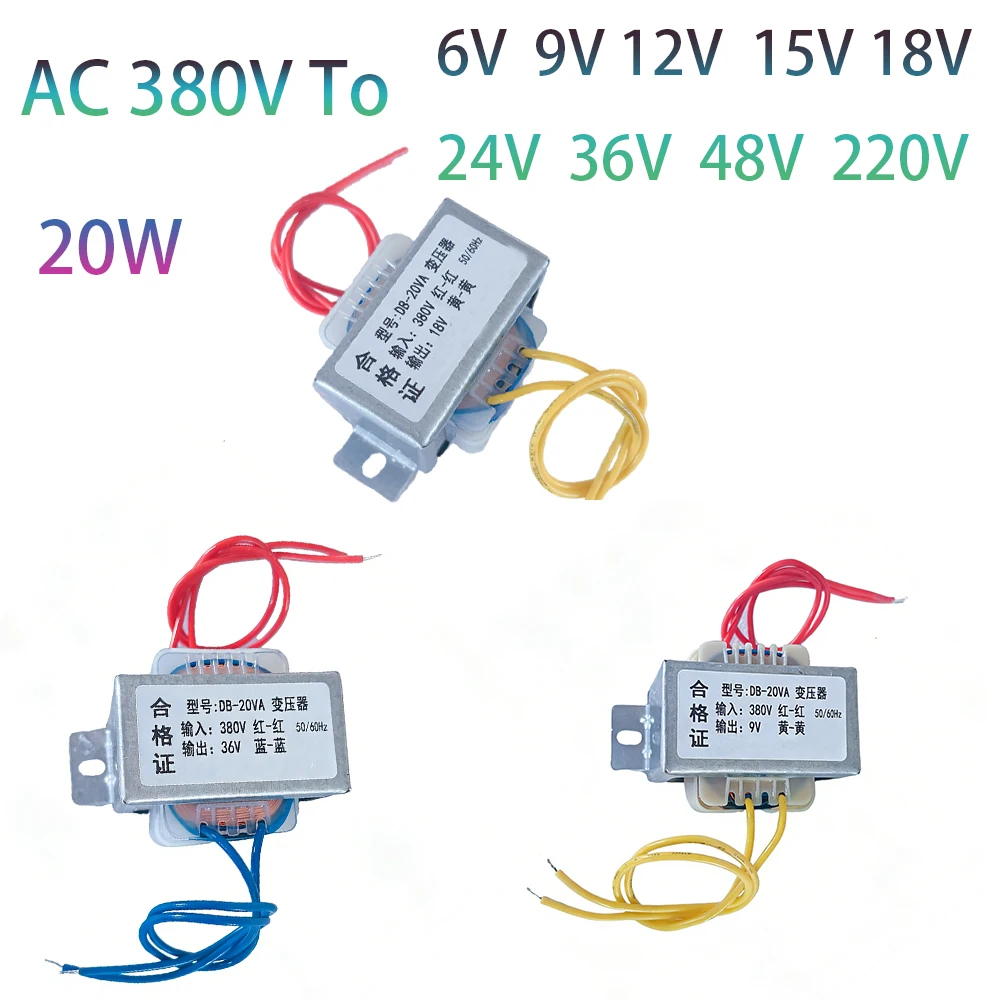 1Pcs AC Power Transformer DB-20VA 20W AC 380V To AC 6V 9V 12V 15V 18V 24V 36V 48V 220V Power Frequency 50-60Hz Super Lnsulation