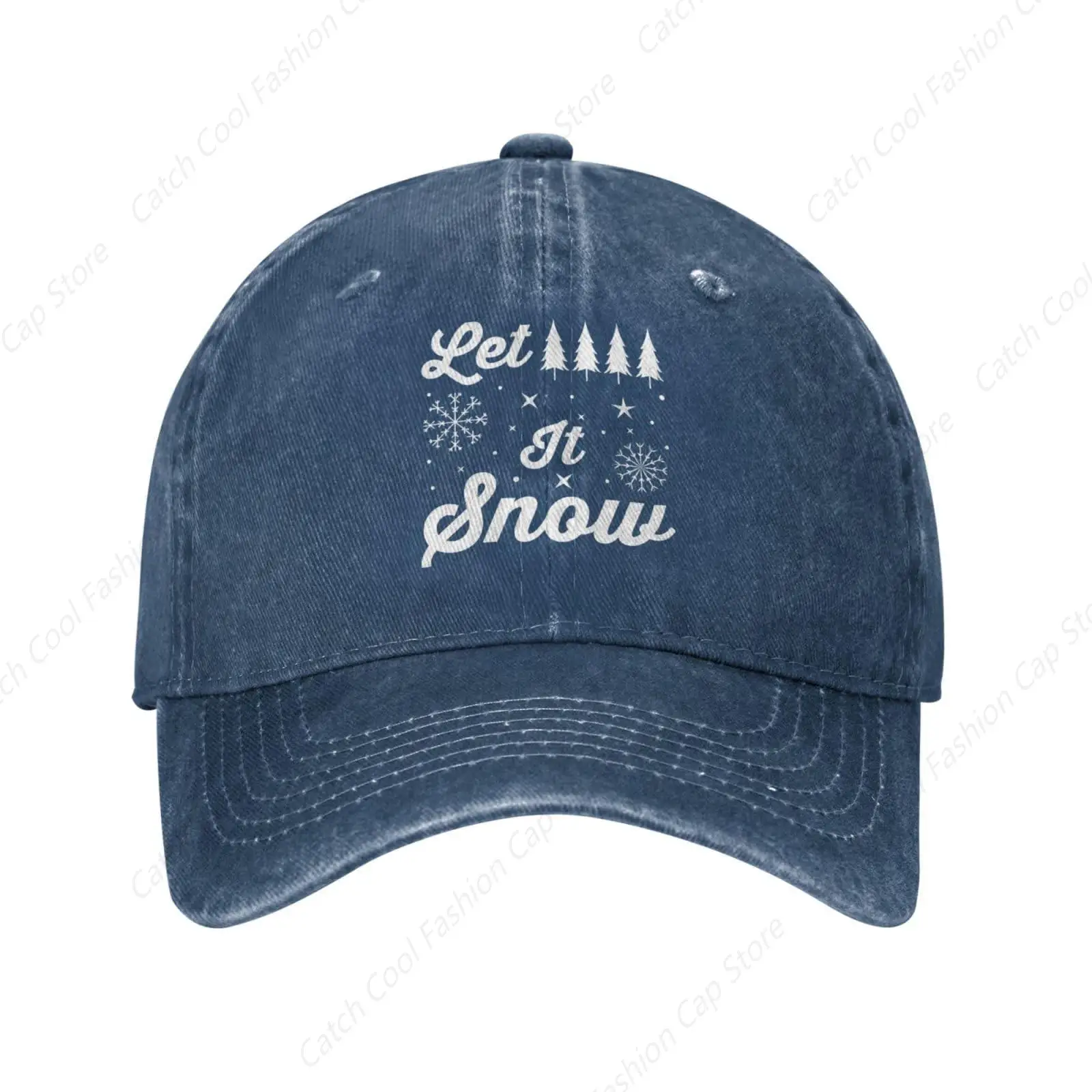 Let It Snow Retro Baseball Cap for Women Men Vintage Trucker Golf Dad Denim Hat Cotton Fishing Sports Daily Outdoor Unisex