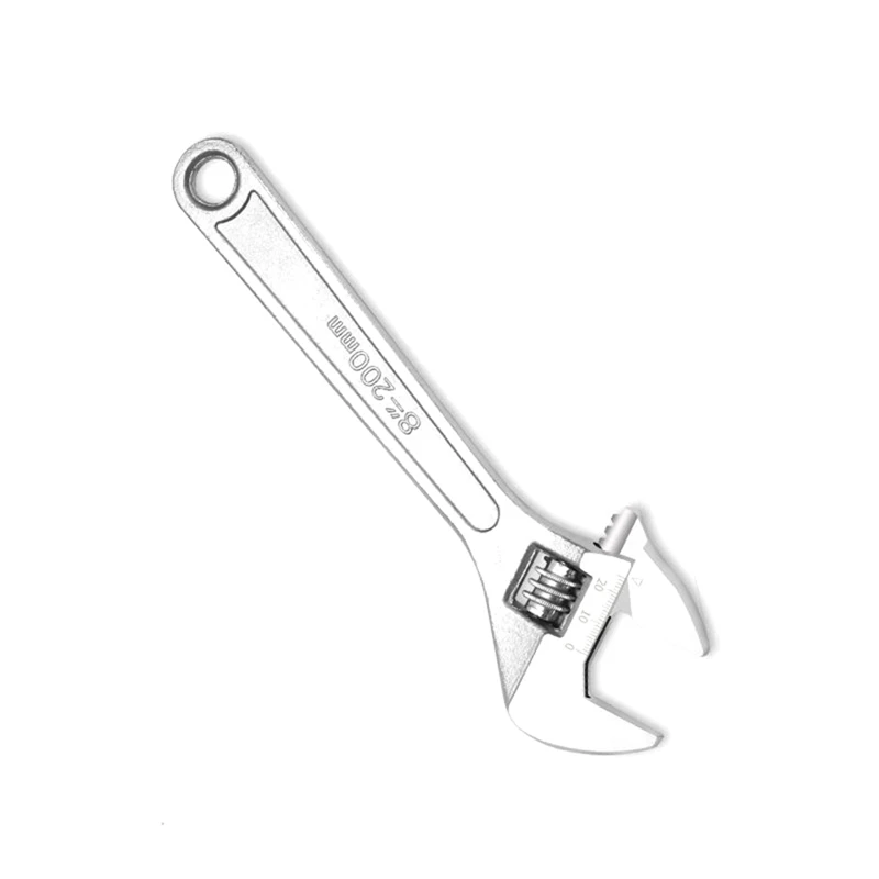 8Inch Adjustable Wrench Large Openin Long Handle Universal Spanner Carbon Steel Mechanical Workshop Hand Repair Tools