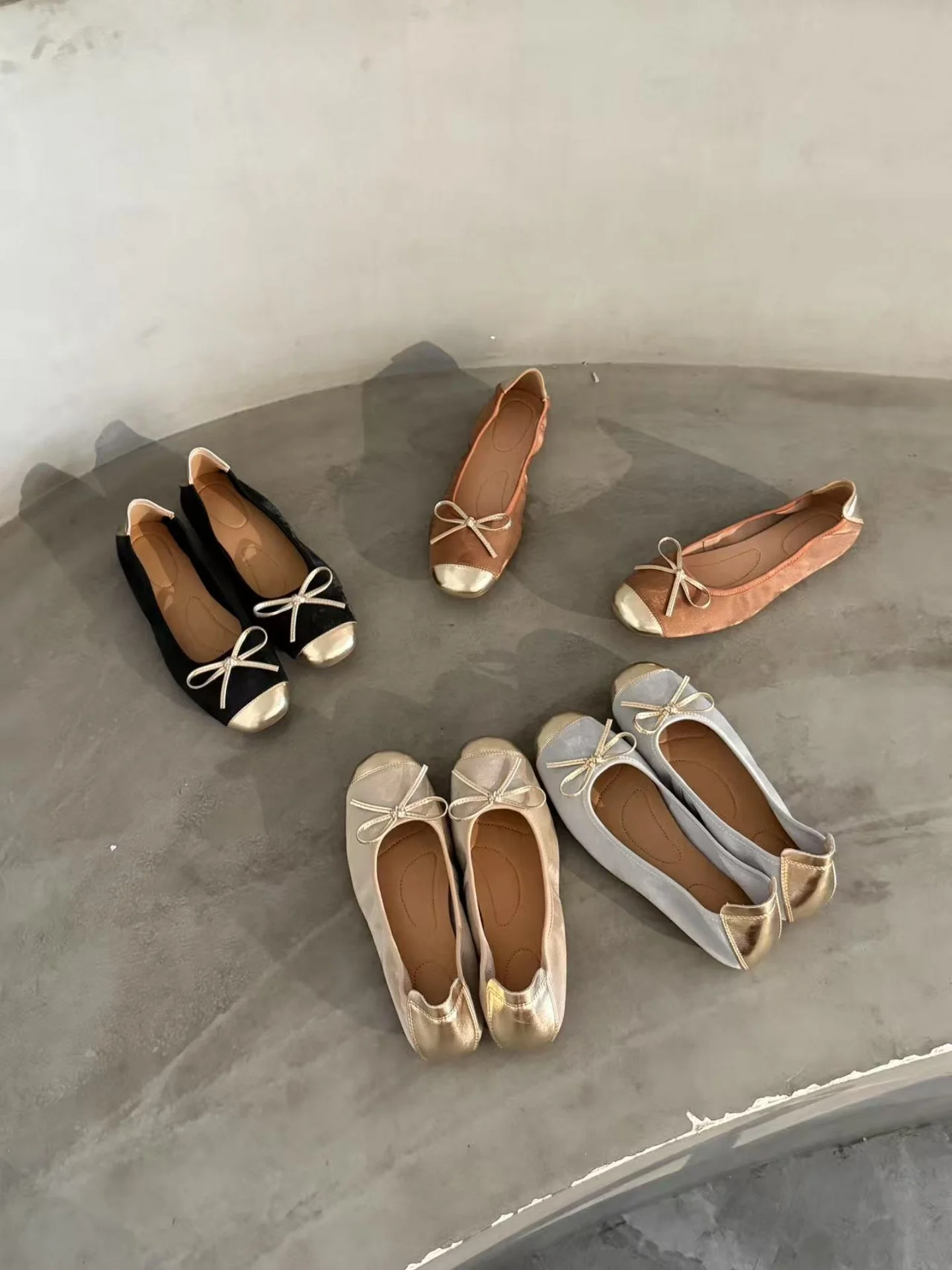 

Silver Leather Ballet Flat oes Slip-On andmother Sle Casual Faion Single oes Comfortable Rubber Sole Anti-Slip