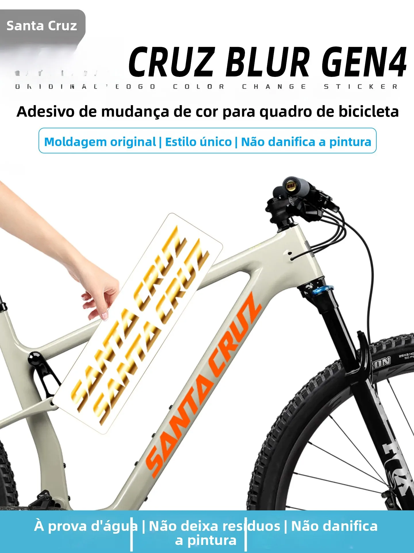 Adesivo Personalizado para Troca de Cor do Logotipo da Bicicleta Santa Cruz Mountain Bike XC para Três Pares de Calças Acessó...
