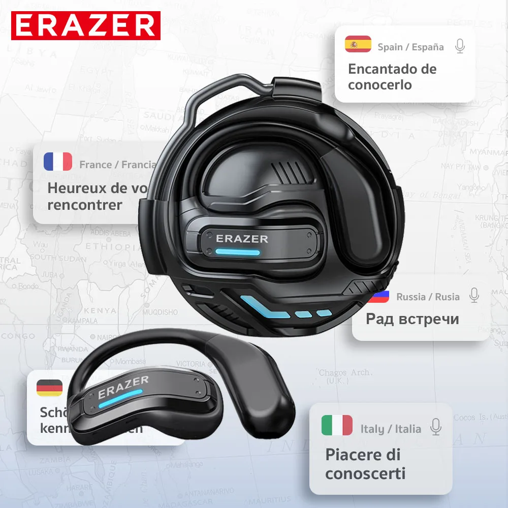

Беспроводные наушники-переводчики ERAZER X8 AI с Bluetooth 5.4 для игр и разговоров, с функцией офлайн-перевода и микрофоном