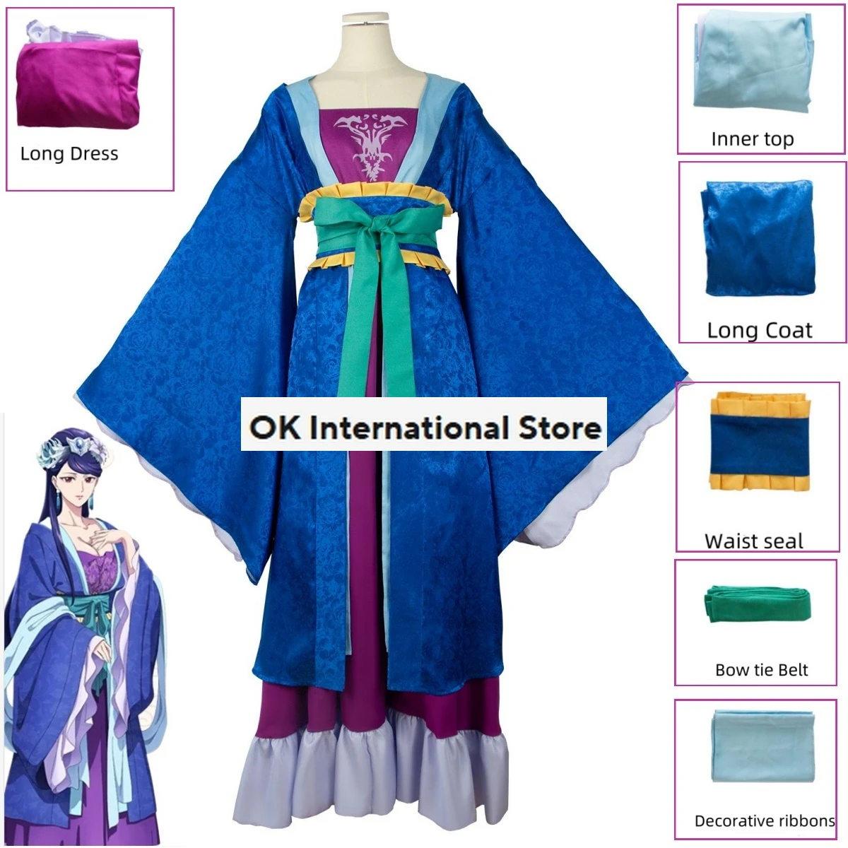 

The Apothecary Diaries Rifa Cosplay Costume Pear Blossom Concubine Dress Ancient Chinese Hanfu Traditional Performance Costumes