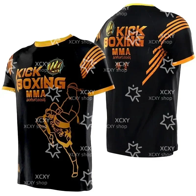 

2026 Muay Thai Sport Quick-dry Breathable Men's T-shirt Brazilian Jiu-Jitsu MMA Team Training Uniform t-shirt surfing beachwear