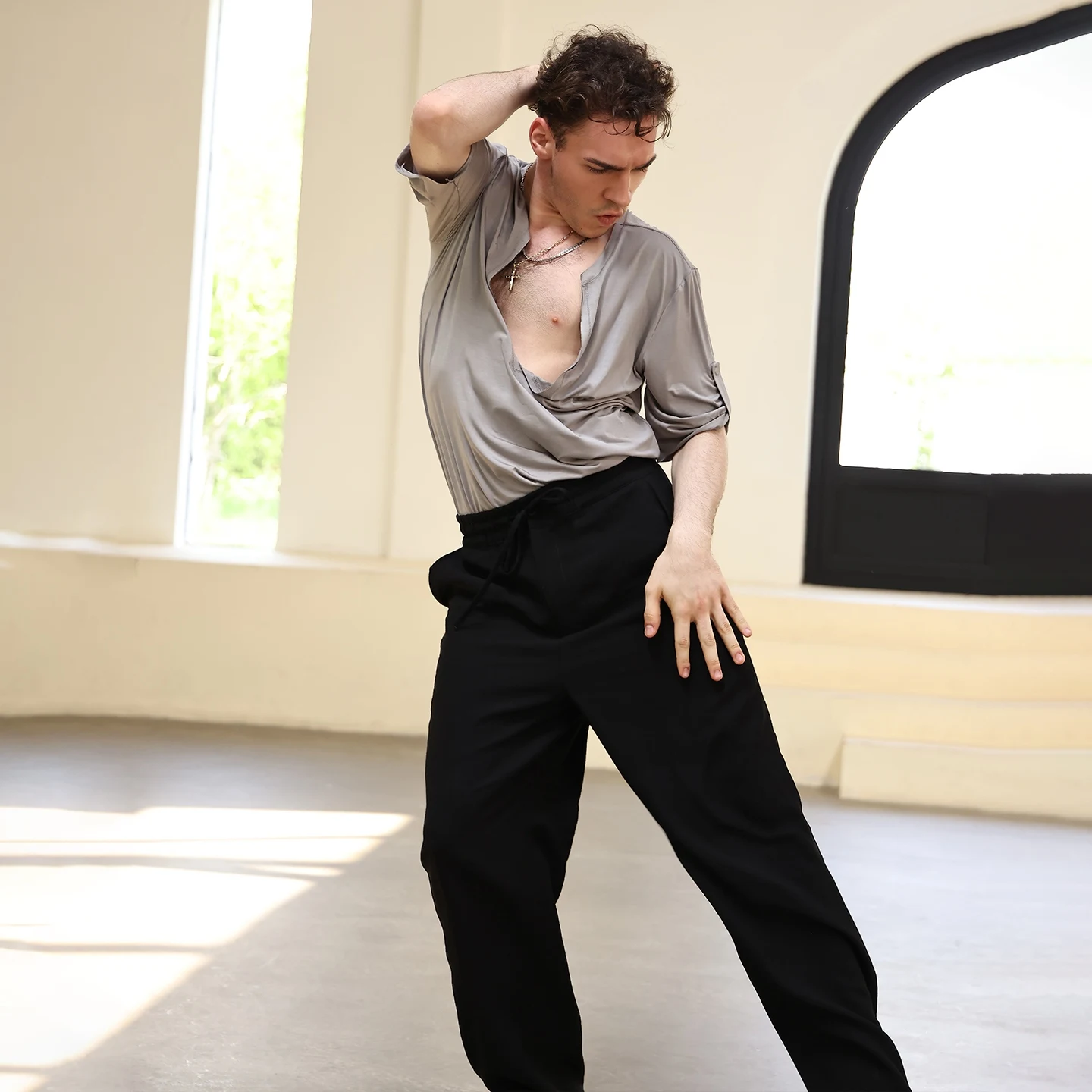 2025 سراويل الرقص اللاتينية للرجال ملابس ممارسة فضفاضة تشا تشا رومبا سامبا السالسا سراويل الرقص اللاتينية ملابس الرقص الذكور BL16195