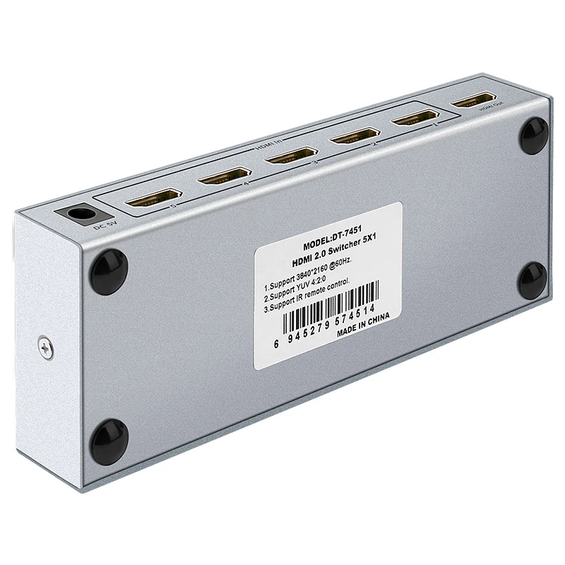 

DTECH Switch Hdmi 4K HDR Switch Hdmi 5x1 Hdmi Switch 4K 5 Port 5 in 1 Out Видеопереключатели Распределение сигналов HDR