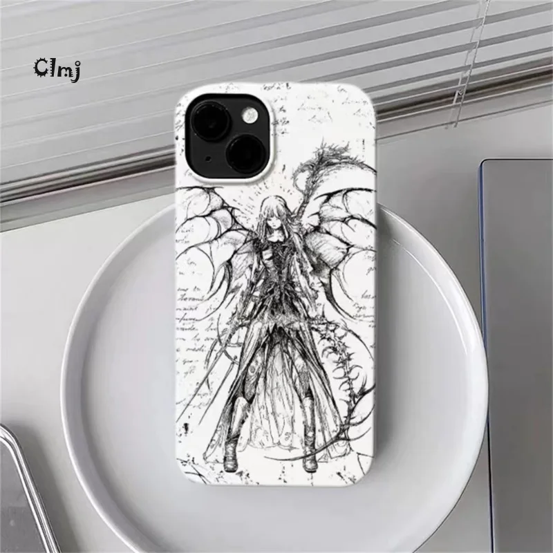 Clmj Y2K Punk Angel Phone Case For iPhone 13 Mini 11 12 14 Plus 15 Pro Max Se 2020 XR X XS 7 8 Silicone Phone Cover iPhone Case