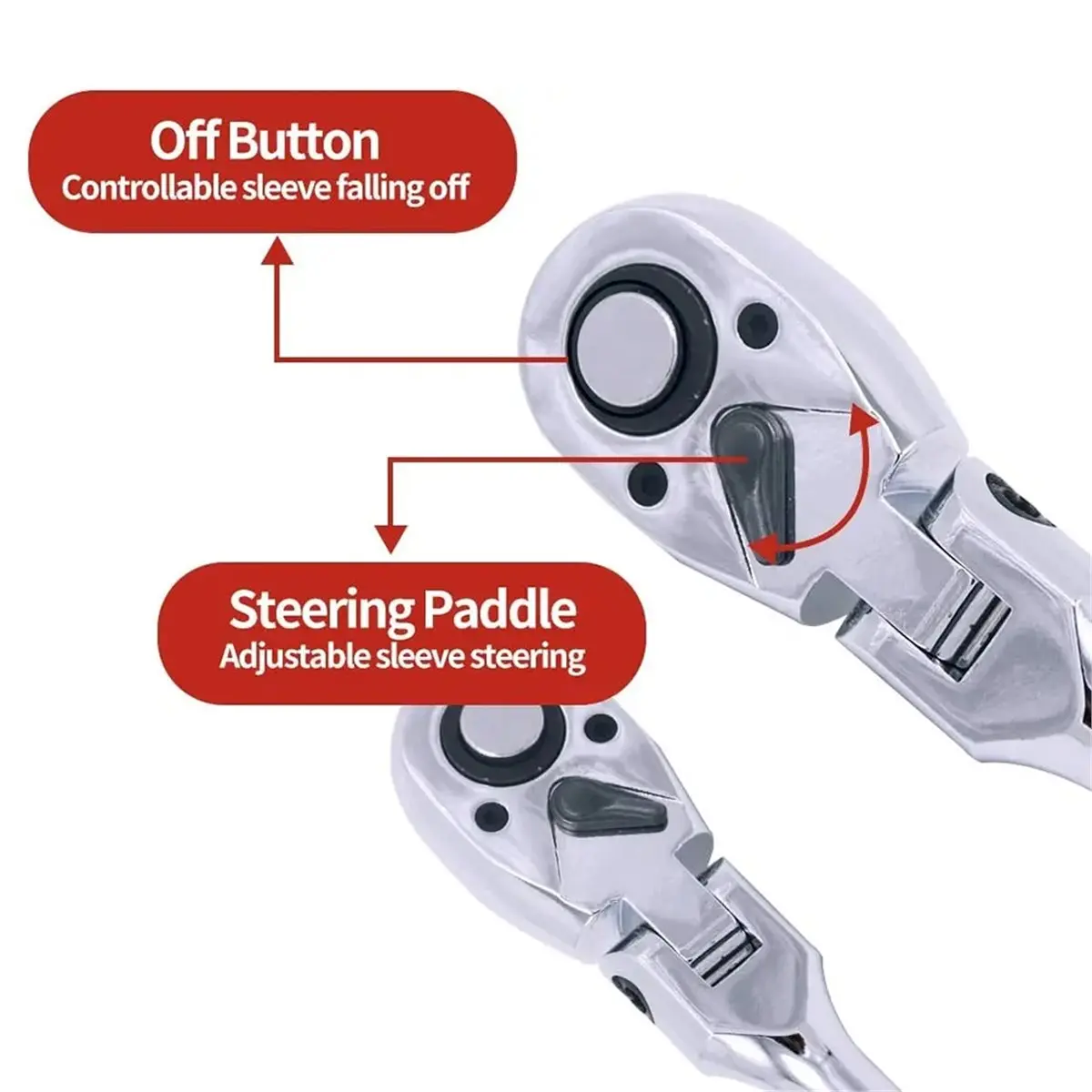 1/4 Inch Drive 180 Degree Flexible Head 72 Teeth Ratchet Spanner Reversible and Extendable From 17 to 22cm Socket Wrench