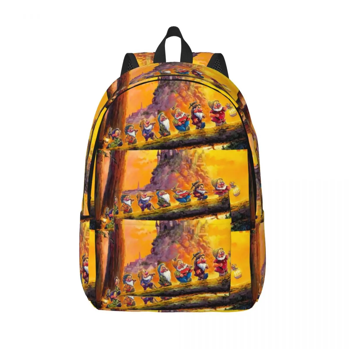 

Custom Snow White And The Seven Dwarfs Canvas Backpacks for Women Men Water Resistant School College Bag Printing Bookbag