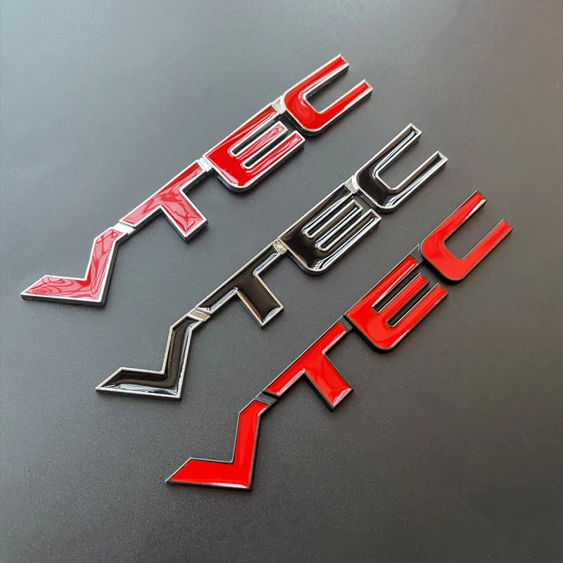 3D Metal Logo VTEC Emblem Letters Car Fender Badge Trunk Decal For Honda Civic Accord CB400 Odyssey CRV VTEC Sticker Accessories