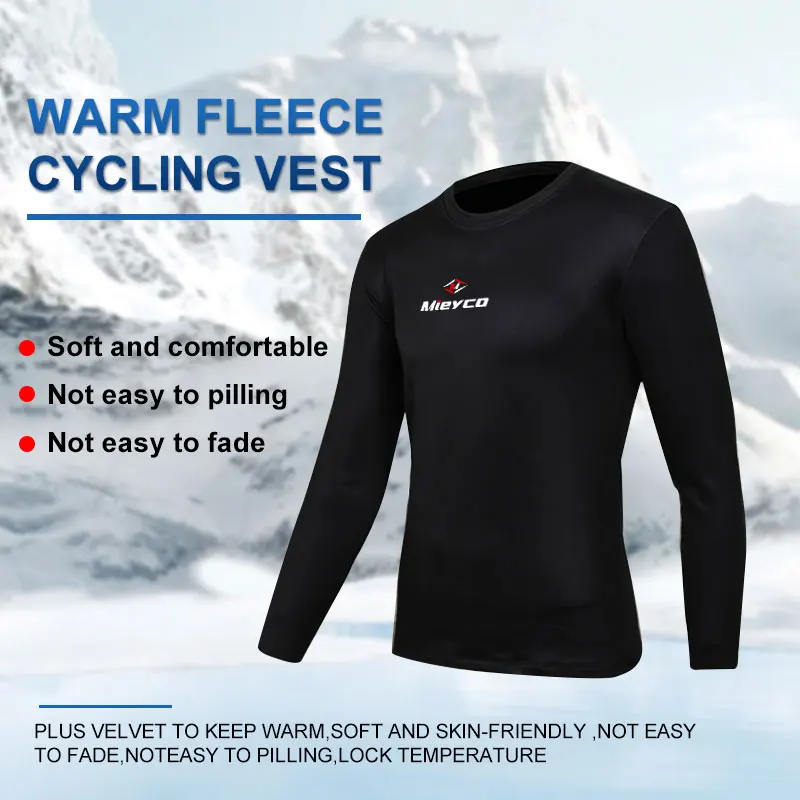 Mieyco Winter Cycling Base Layer Long Sleeve Warm Bike Underwear Fleece Sports Bike Shirt Tops Road Bike Jersey Padded Shirts