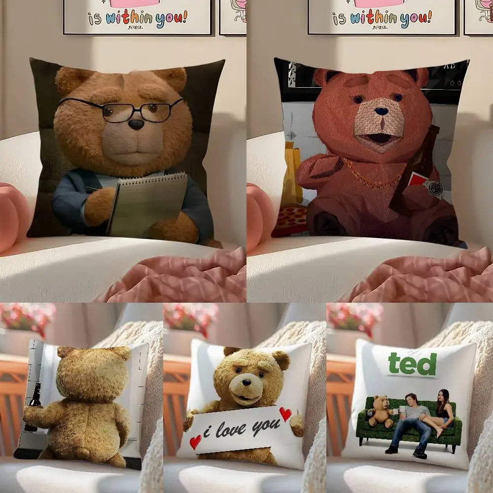 

Popular Cartoon Movie Ted-Teddy Bear Pillow Case Comfort Sofa Bed Silky elegant Invisible zipper Decorative cushion cover
