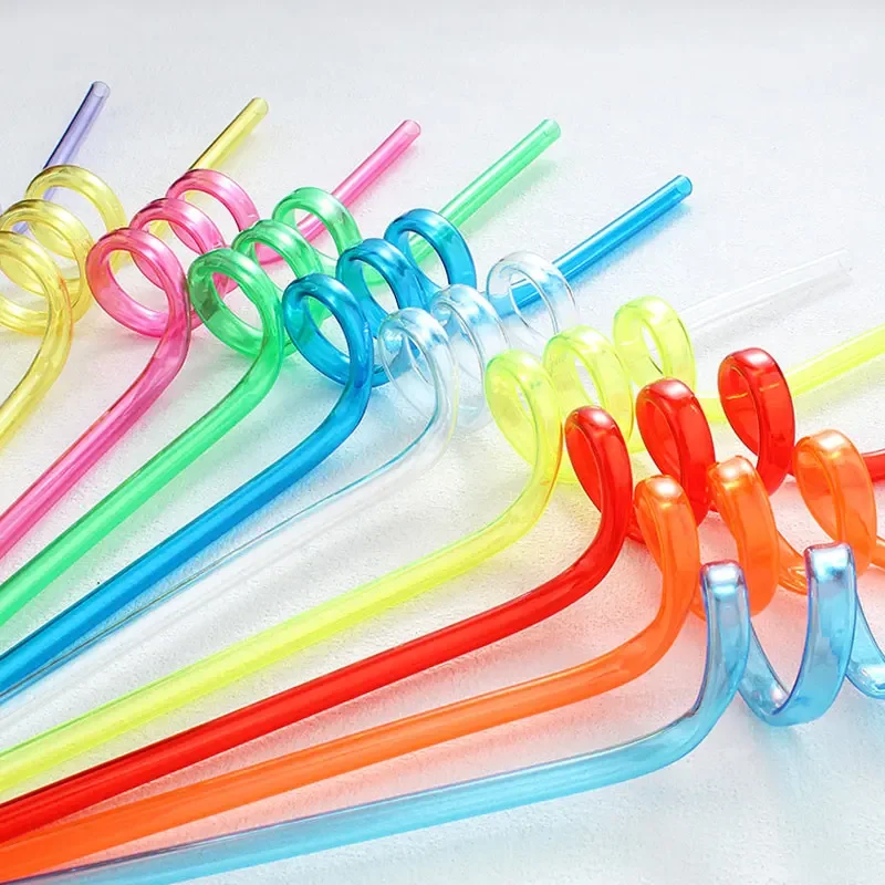 

12pcs Straw Reusable Spiral Plastic Drinking Straws, for Children Birthday Party Supplies,Themed Parties Straw Party Supplies