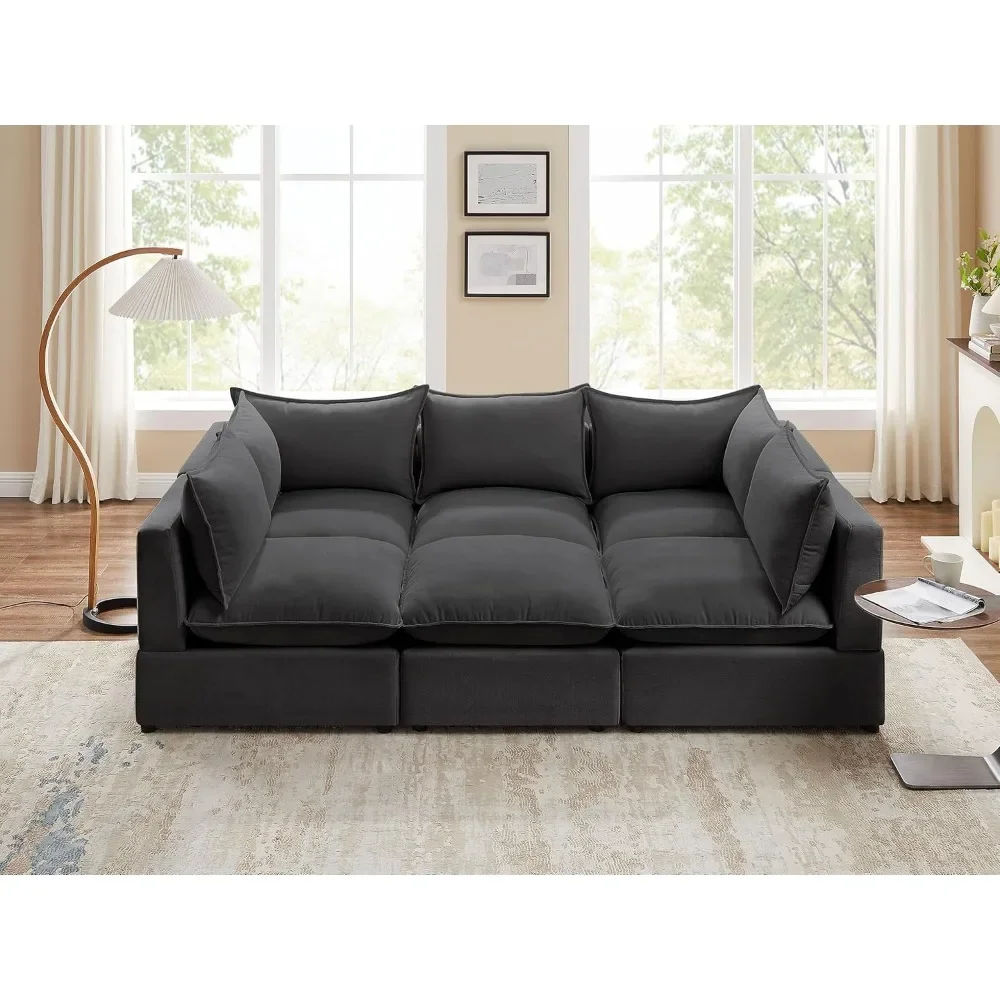 

Modular Sectional Sofa, 6 Seater Sleeper Sectional Sofas, Modular Couch for Living Room, Sofa Bed